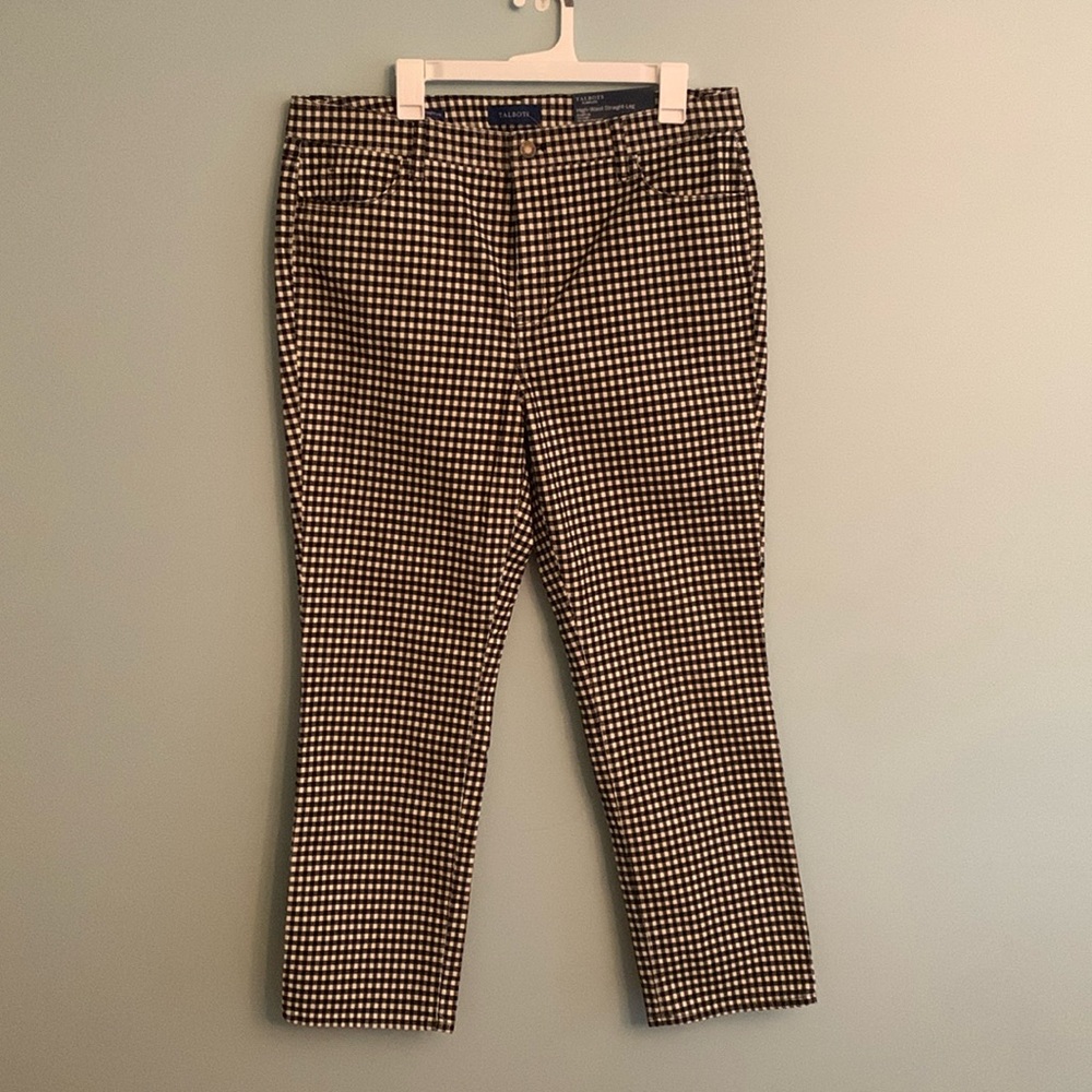 Womens, nwt, Talbots flawless high-waist straight-leg checkered pants size 16p